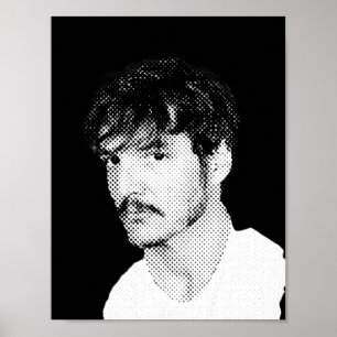 Pedro Pascal halbtönige Vintage-Kunst Poster