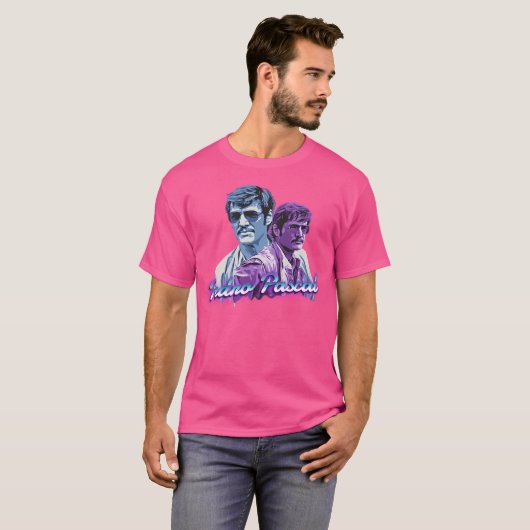 Pedro Pascal - Retrowave Fan Art T-Shirt (Vorne ganz)