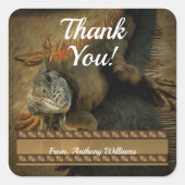 Pedro the Iguana Vielen Dank 0768 Quadratischer Aufkleber (Vorderseite)