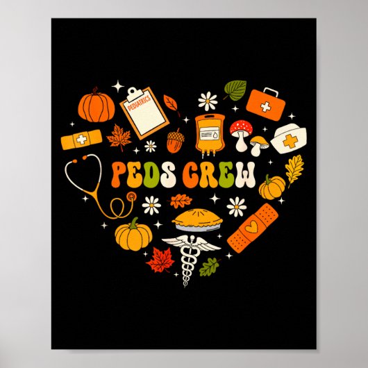 Peds Crew Nurse Fall Heart Pediatric Pumpkin Thank Poster (Vorne)