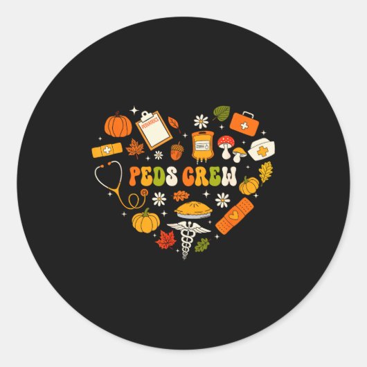 Peds Crew Nurse Fall Heart Pediatric Pumpkin Thank Runder Aufkleber (Vorderseite)
