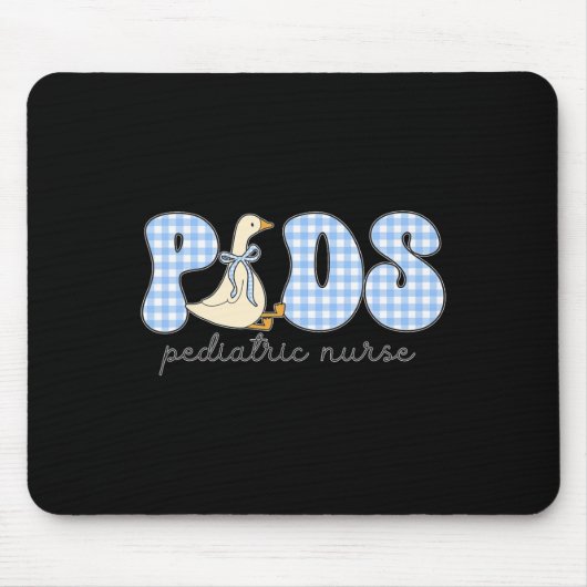 Peds Gänse Kinderheilkunde Blue Gingham Work Peds Mousepad (Vorne)