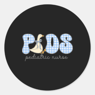 Peds Gänse Kinderheilkunde Blue Gingham Work Peds Runder Aufkleber