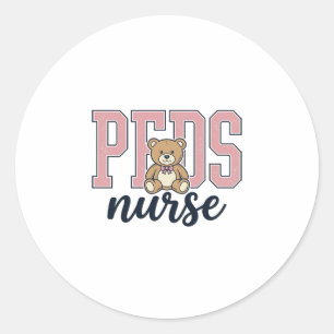Peds-Krankenschwester-Teddybär-Vintage-Shirt-Desig Runder Aufkleber