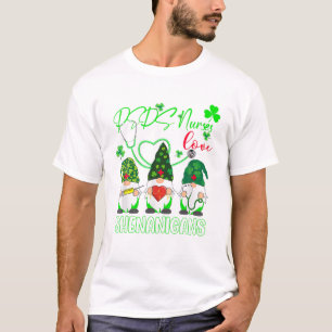 PEDS Nurses Love Shenanigans Funny Gnomes St Patri T-Shirt