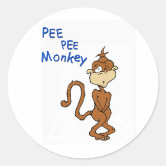 Pee Pee Monkey Runder Aufkleber