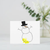 Peed on Snowman Postkarte (Stehend Vorderseite)