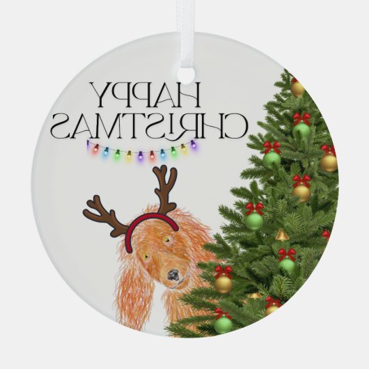 Peek a boo Dog Christmas Ornament Aus Glas (Rückseite)