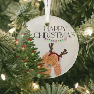 Peek a boo Dog Christmas Ornament Aus Glas