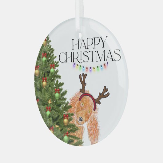 Peek a boo Dog Christmas Ornament Aus Glas (Vorderseite links)