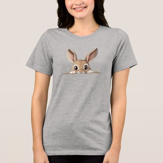 Peek-a-Boo Häschen Tri-Blend Shirt (Vorderseite)