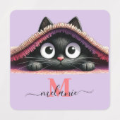 Peek-a-Boo Kätzchen Skript Name Monogram Mädchen Etiketten (Design 2)