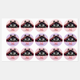 Peek-a-Boo Kätzchen Skript Name Monogram Mädchen' Etiketten