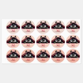 Peek-a-Boo Kätzchen Skript Name Monogram Mädchen' Etiketten