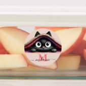 Peek-a-Boo Kätzchen Skript Name Monogram Mädchen'  Etiketten (Befestigt)