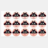 Peek-a-Boo Kitten Script Name Monogram Girls'  Etiketten (Blatt)