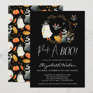 Peek-A-Boo Kleiner Geist Halloween-Baby-Party Einladung