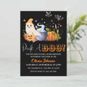 Peek A-Boo Little Ghost Halloween Baby Shower Einladung (Stehend Vorderseite)