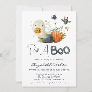 Peek A-Boo Little Ghost Halloween Baby Shower Einladung