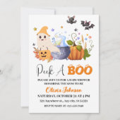 Peek A-Boo Little Ghost Halloween Baby Shower Einladung (Vorderseite)