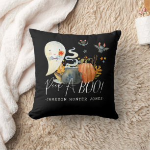 Peek-A-Boo   Monogramm kleines Halloween-Gespenst Kissen