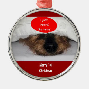 PEEK A BOO PUP "1st CHRISTMAS ORNAMENT Aus Metall