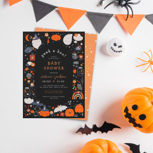 Peek A Boo Spooky Boho Halloween Baby Shower Einladung