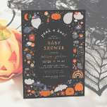 Peek A Boo Spooky Boho Halloween Baby Shower Einladung<br><div class="desc">Flüchtige Blick ein Boo! Dieses Wortspiel ist perfekt für eine Halloween-Dusche. Diese Karten zeichnen sich durch einen niedlichen Rahmen aus boho spoky Elementen aus: Gespenster, Kürbisse, Spinnen, eine Eule, Fledermäuse, magische Blume, Bonbons, Kristallkugel, Monde, Sterne und vieles mehr, alles auf schwarzem Hintergrund. Innerhalb der Grenze wird "flüchtige Blick a boo!"...</div>