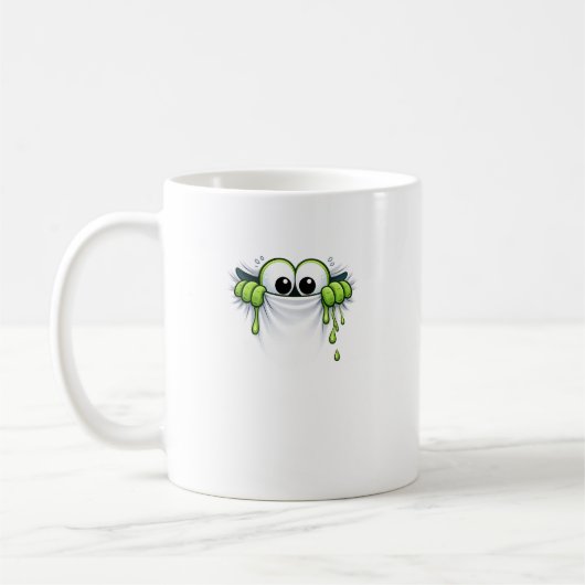 Peek-a-Slime! Cute Goo Monster Peeking Design Kaffeetasse (Links)
