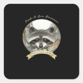 Peekabo Raccoon Quadratischer Aufkleber (Vorderseite)