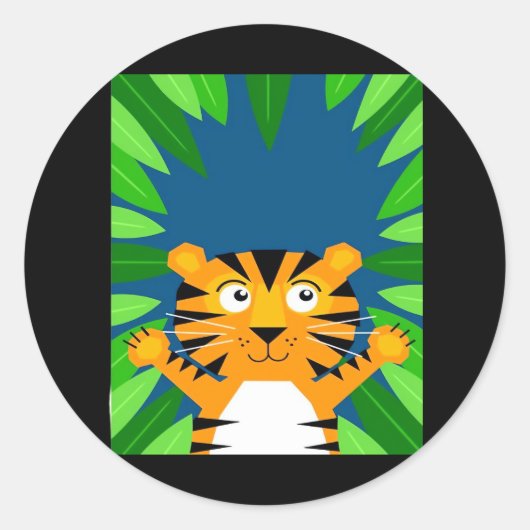 Peekabo Tiger Runder Aufkleber (Vorderseite)