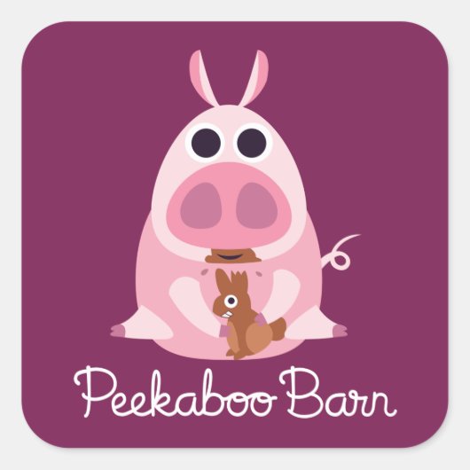 Peekaboo Barn Oster | Leary the Pig Quadratischer Aufkleber (Vorderseite)