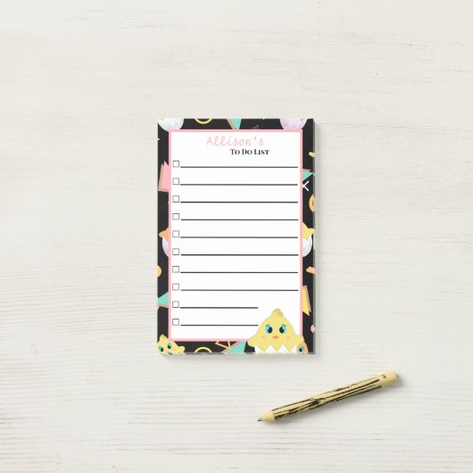 Peekaboo Black Baby Chick Notes Post-it Klebezettel (Auf Schreibtisch)