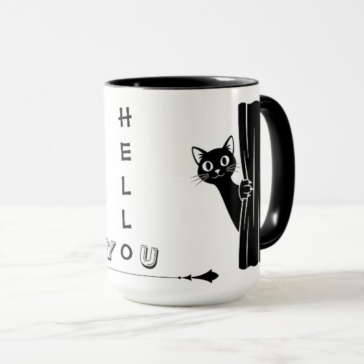 Peekaboo Black Cat Funny Mug Tasse (VorderseiteRechts)