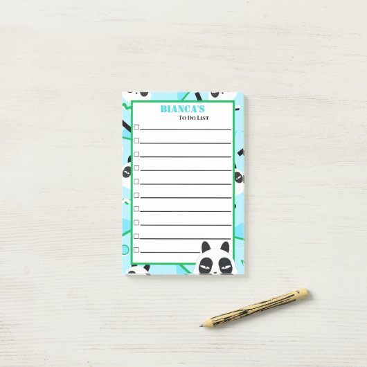 Peekaboo Blue Panda Bear Post-it Klebezettel (Auf Schreibtisch)