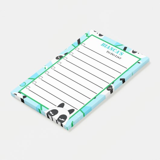 Peekaboo Blue Panda Bear Post-it Klebezettel (angewinkelt)