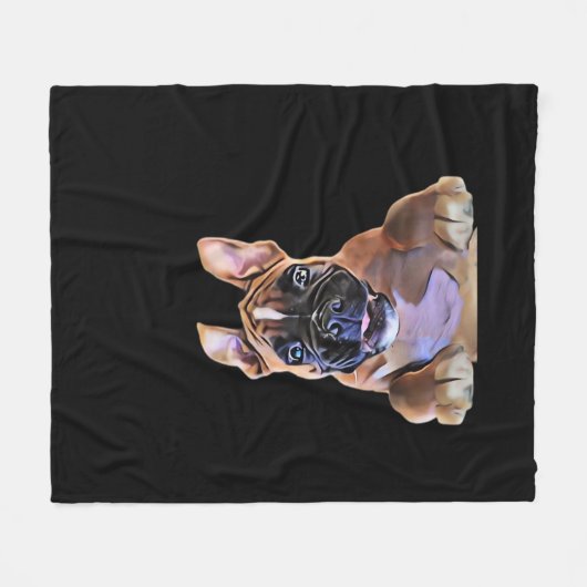 Peekaboo Boxer Fleecedecke (Vorderseite (Horizontal))