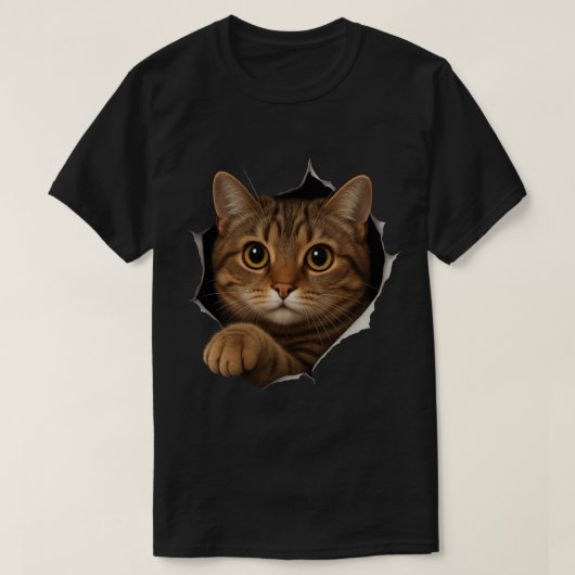 Peekaboo Cat Design - Niedliche 3D Illusion Kitty T-Shirt (Design vorne)
