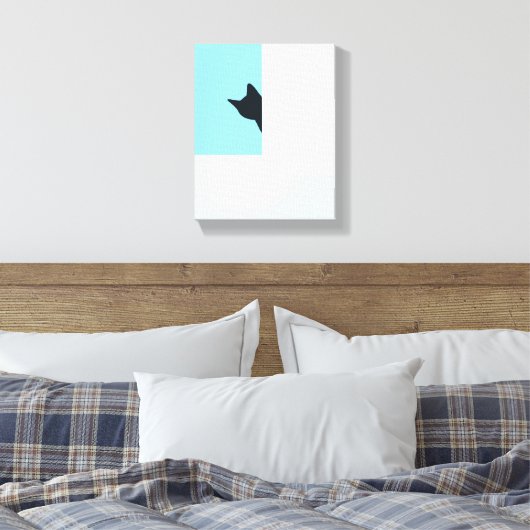 Peekaboo | Cat Peaking Um Ecke Malerei Leinwanddruck (Insitu (Schlafzimmer))