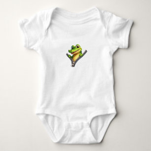 Peekaboo Croc Zipper Design Baby Strampler