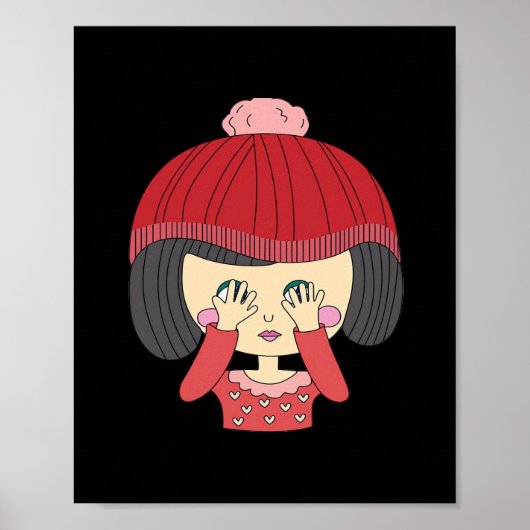 Peekaboo Girl Sloth Design Poster (Vorne)