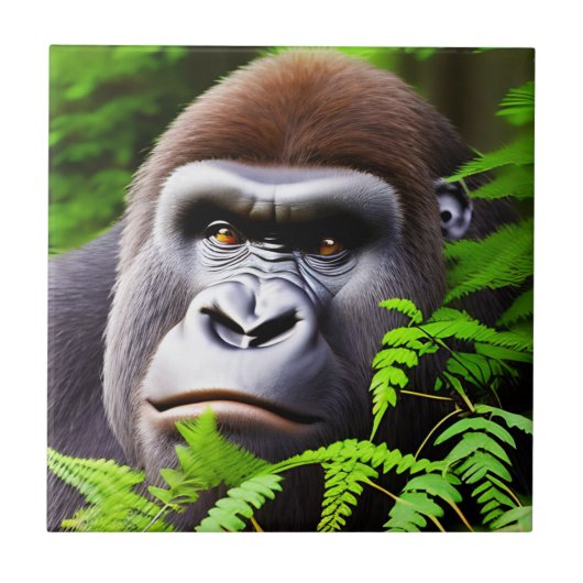 Peekaboo Gorilla, Keramik Tile Fliese (Vorderseite)