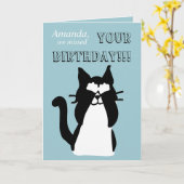 Peekaboo Kitty Cat Covering Eyes Belated Birthday Karte (Gelbe Blume)