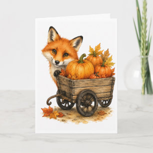 Peekaboo Kürbisfeld Fuchs Herbst Aquarell Blanko Karte