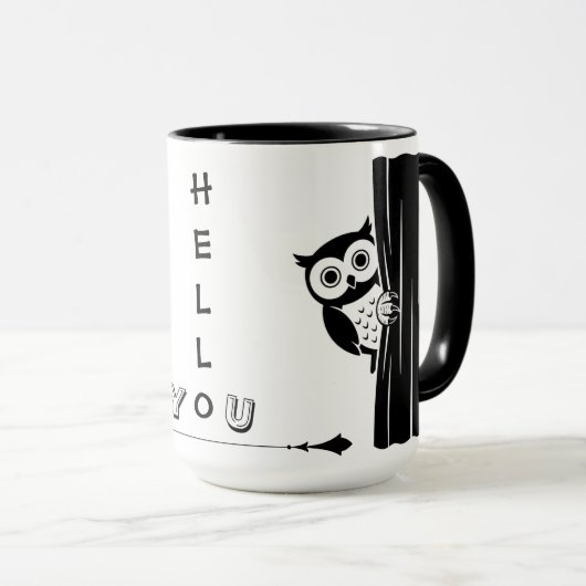 Peekaboo Owl Funny Mug Tasse (VorderseiteRechts)