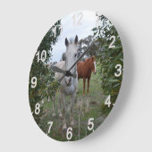 Peekaboo Pferde, Wall Clock Große Wanduhr (Winkel)