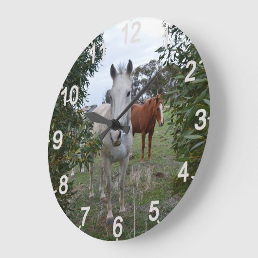Peekaboo Pferde, Wall Clock Große Wanduhr (Winkel)