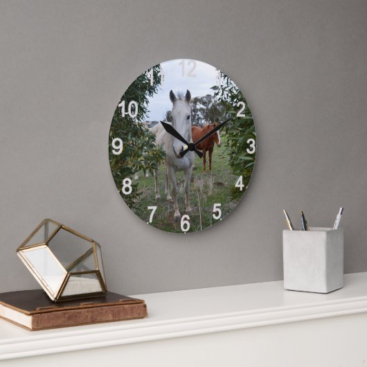 Peekaboo Pferde, Wall Clock Große Wanduhr (Büro)
