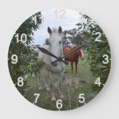 Peekaboo Pferde, Wall Clock Große Wanduhr (Vorderseite)