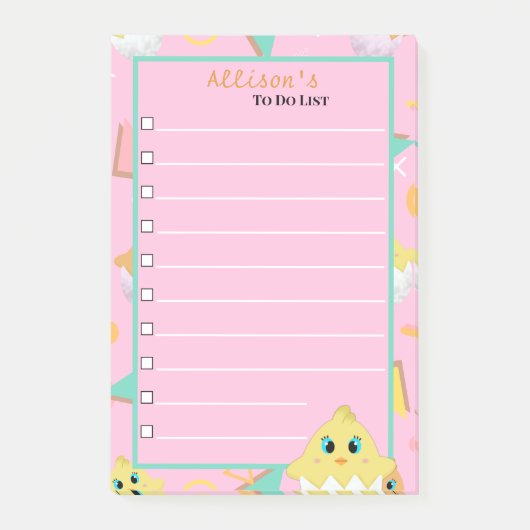 Peekaboo Pink Baby Chick Notes Post-it Klebezettel (Vorderseite)